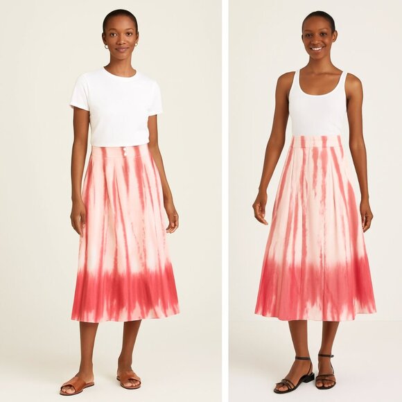 NEW Anthropologie Tiny Ansley Tie-Dye Hand Crafted Midi Skirt Pink Bohemian - Picture 1 of 9